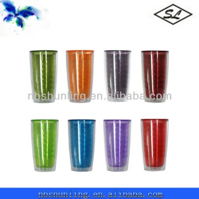 colorful 16oz double walled thermal plastic cup