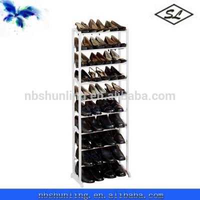 30-pair white plastic shoe rack