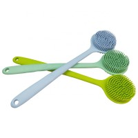 Soft silicone back bath brush BPA free body brush massage hammer with long handle